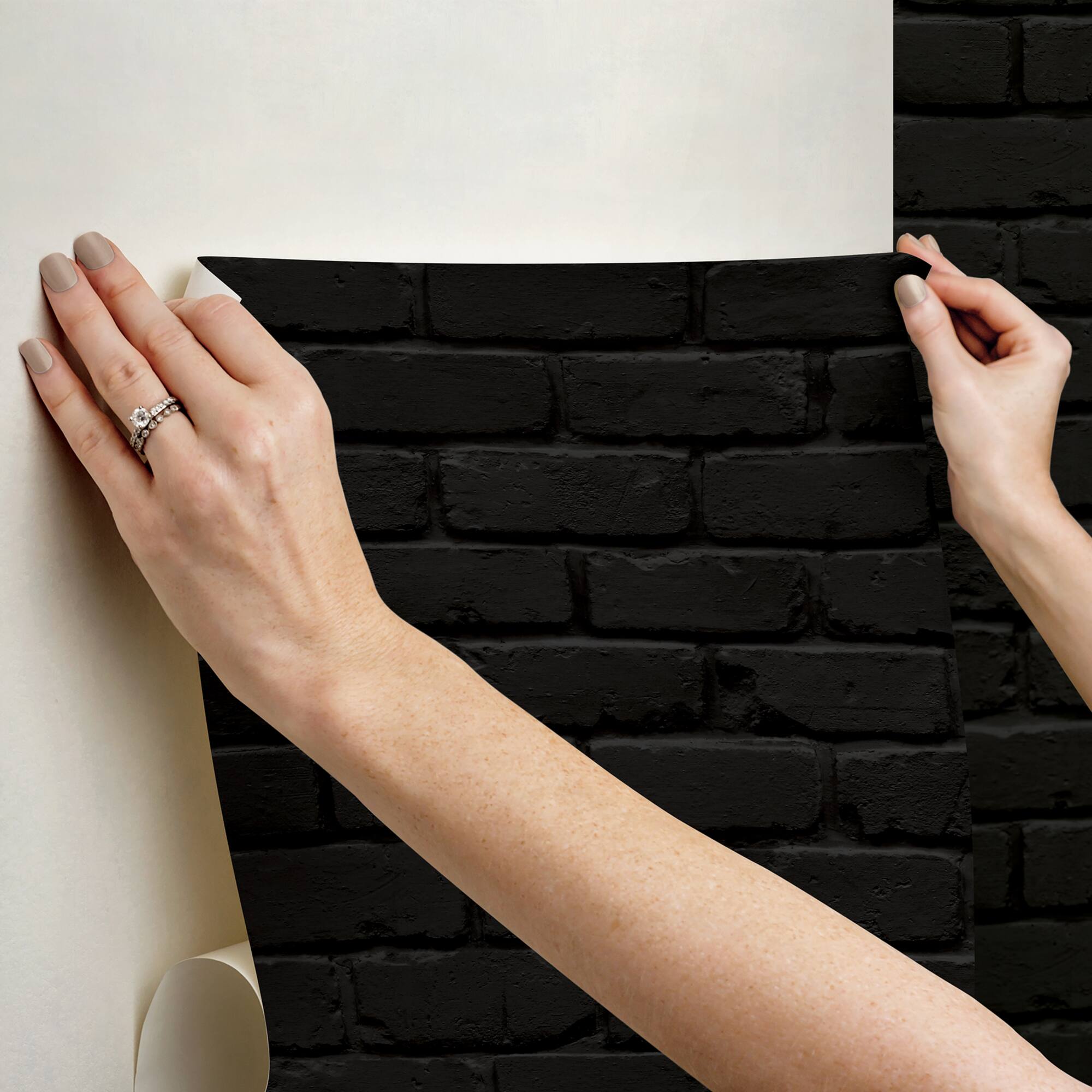 NuWallpaper Black Amsterdam Brick Peel & Stick Wallpaper